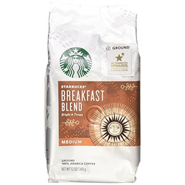 Starbucks Ground Coffee, Breakfast Blend, Medium Roast Coffee, Notes of Brown Sugar & Sweet Orange, Ground 100% Arabica Coffee, 12-Ounce Bag (Pack of 2)