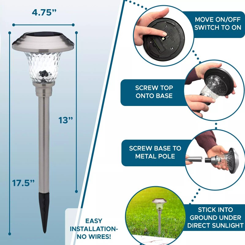 Morvat LED Stainless Steel & Glass Landscape Yard Pathway Solar