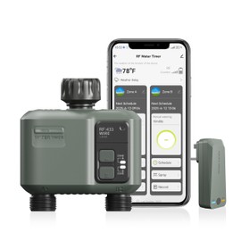 2 Zone Sprinkler Timer, Programmable Hose Timer with Brass Inlet & Outlet, for Garden Hose with Rain Delay/Manual Watering/Automatic Irrigation Controller System for Yard, Lawn