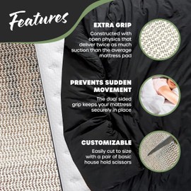Nevlers 72" x 54" Queen Size Non Slip Mattress Gripper Pad | Open-Weave PVC Foam Non Slip Pad to Keep Bed from Sliding & Movement | Reversible Non-Adhesive 6 Ft x 4.5 Ft Mattress Slide Stopper