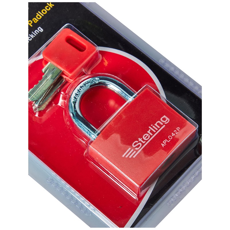 Sterling APL042P 40mm Aluminium Double Locking Padlock, Red Or Blue