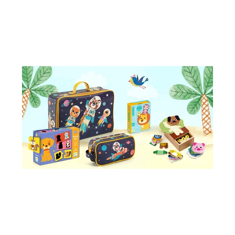 DJECO 35063 Little Mime Animals Card Games, Blue
