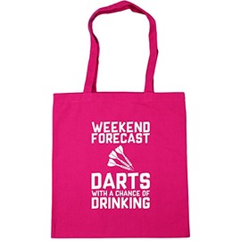 Hippowarehouse Weekend Forecast Darts with a Chance of Drinking Tote Shopping Gym Beach Bag 42cm x38cm, 10 litres