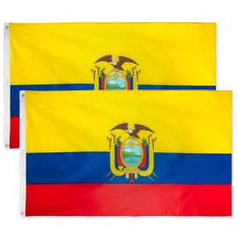 DANF 2 Pack Ecuador Flag 3x5 Foot Polyester Ecuadoran National Flags Polyester with Brass Grommets 3 X 5 Ft