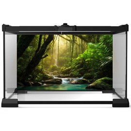 Jungle Aquarium Background Waterfall Flowing Turquoise Water Terrarium Backdrop Rainforest Jungle Landscape Fish Tank Background Reptile Habitat Backdrop Poster Decor Vinyl 48x18in