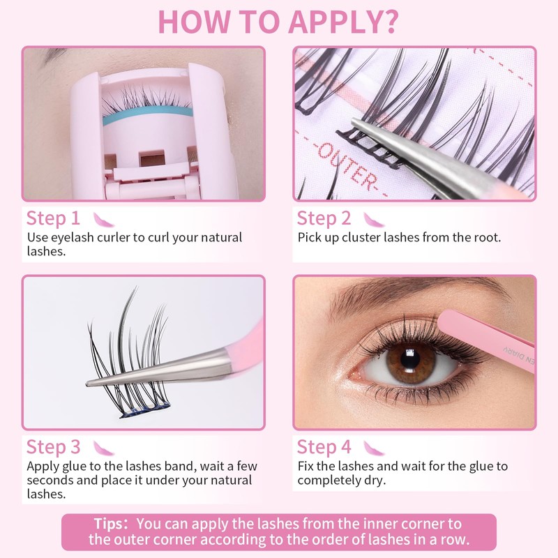 Lash Clusters DIY Eyelash Extensions 120 PCS Individual Cluster Lashes