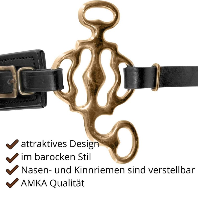 AMKA Hackamore Baroque with 3 Rings Noseband Leather Black Suits