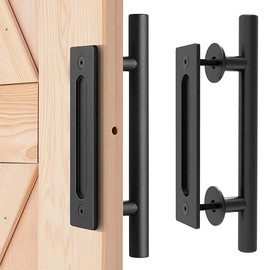 Barn Door Handle, Sliding Door Pull Handle, Black Door Handle, Sliding Door Handle, Kitchen Handles, Sliding Door Handle, High Performance Barn Door Handle, for a Wooden Door, Cabinet Door (30 cm, Orbicular)