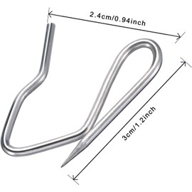 120 Pack Drapery Hooks Pins for Curtains 3 x 2.4 cm, Metal Curtain Hooks Pins for Drapes Pinch Pleat Hooks for Window Curtain, Door Curtain and Shower Curtain (Silver)