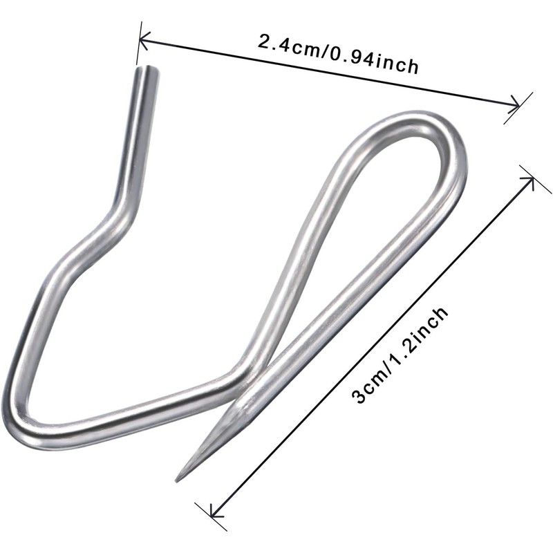 120 Pack Drapery Hooks Pins for Curtains 3 x 2.4