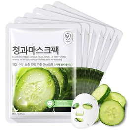 Shefave Sheet Mask, Korean Mask, Cloth Masks, Pack of 6, Rice Essence Face Mask, Korean Face Mask Sheets, Nourishing Mask Beauty, Even Skin Tone, Hydrating Mask Rice Masks (M, Cucumber)