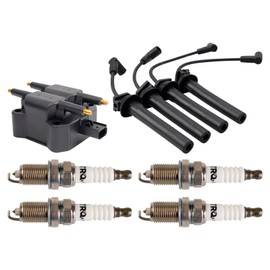 TRQ Ignition Kit Ignition Coil Spark Plugs Spark Plugs Wire Set Compatible with 2003-2008 Mini Cooper