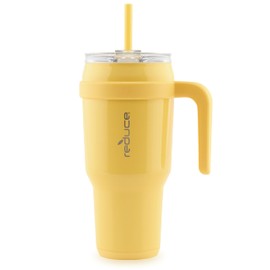 REDUCE Cold1 40 oz Tumbler with Handle - Vacuum Insulated Stainless Steel Water Bottle for Home, Office or Car, Reusable Mug with Straw or Leakproof Flip Lid, Keeps Drinks Cold All Day-Gloss Pineapple