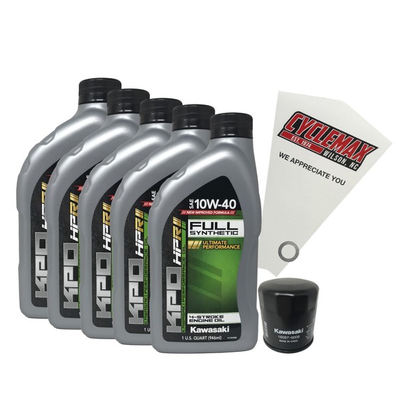 Cyclemax Full Synthetic 10W-40 Oil Change Kit compatible with 2008-2022