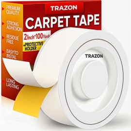 Carpet Tape Double Sided - Rug Tape Grippers for Hardwood Floors and Area Rugs - Carpet Binding Tape Strong Adhesive and Removable, Heavy Duty Stickers Grip Tape, Residue Free (2 Inch / 100 Yards)