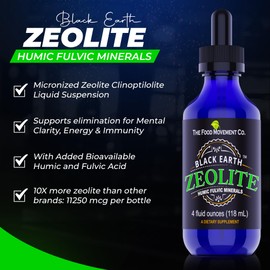 Black Earth Zeolite with Humic Fulvic Acids Trace Minerals for Adults and Kids for Detox, Gut Health and Immune Support - Value Size 4 Fl Oz Liquid Drops Supplement