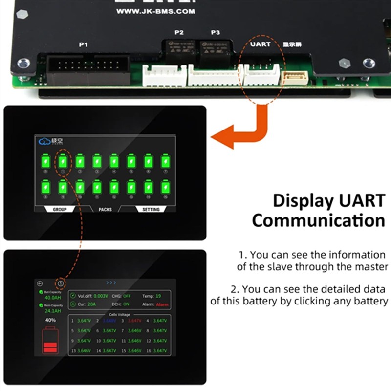 4.3 Inch LCD Display for JK-PB Inverter BMS V19 (LCD-4.3-TTL-P)