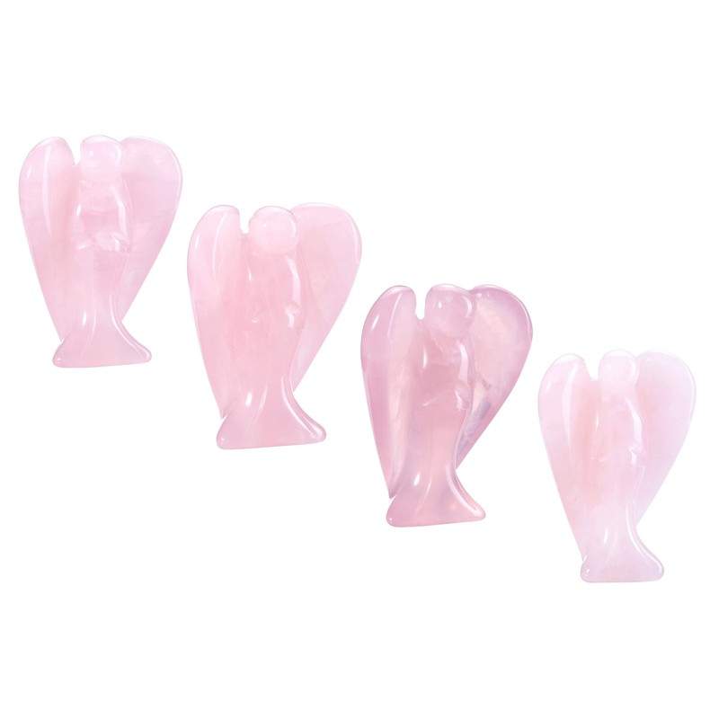 CrystalTears Natural Rose Quartz Crystal Pocket Guardian Angel, 1.5" Reiki