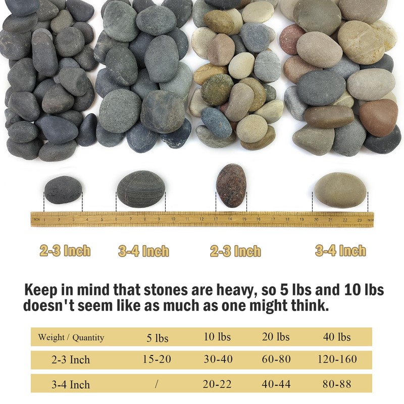 FANTIAN 20 lbs Natural River Rocks Mexican Beach Pebbles, 2-3