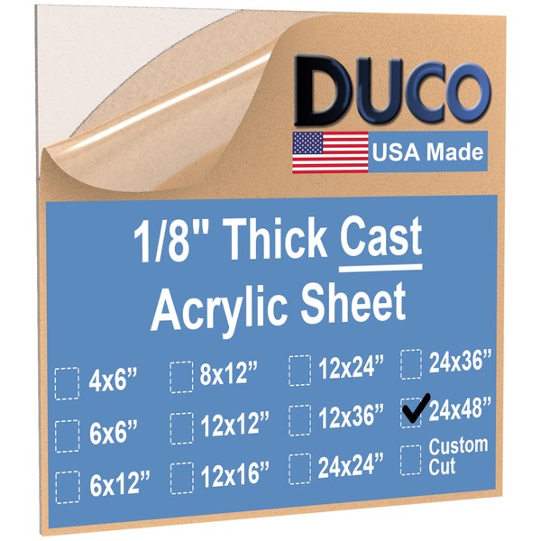 Duco Clear Cast Acrylic Sheets 1/8" Thick - Cut to