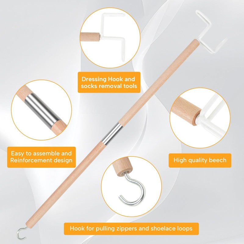 27.2"Dressing Stick,Long Handle Dressing Aid Stick for Elderly and Hip