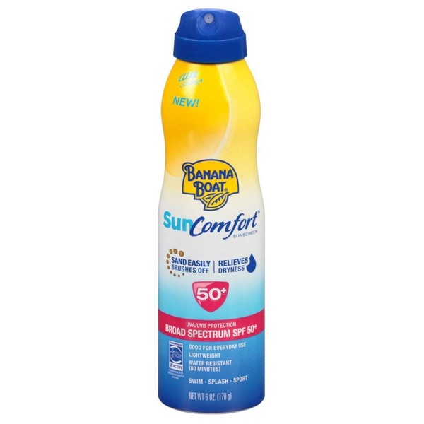 Banana Boat Continuous Spf#50+ Spray 6 Ounce Sun Comfort (177ml) (6 Pack)