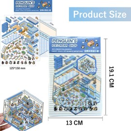 Acidea 20 Sets DIY 3D House Stickers, Sticker Therapy Scenes for Kids, Fun Cute Cartoon Stickers Scene Make Your Own Mini Room Scenes Miniature Shop for Relief Stress Pass The Time