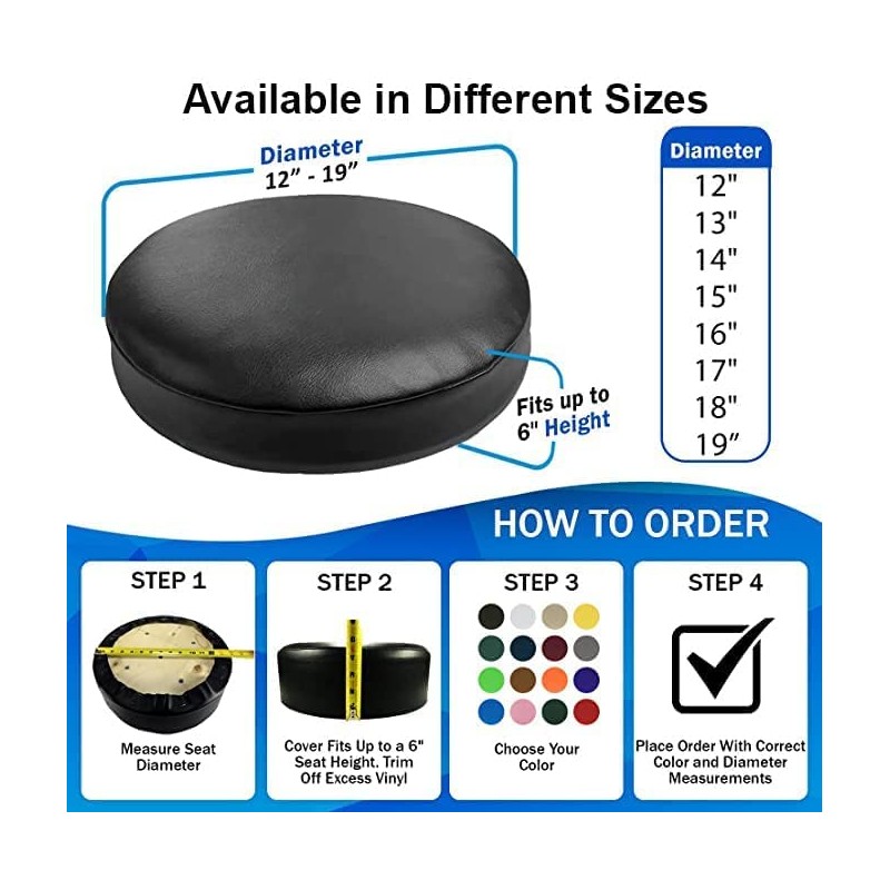 Bar Stool Replacement Cover Round DIY Staple On Heavy Duty