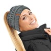 TOSKATOK Ladies Thermal Teddy Fleece Lined Ponytail Beanie Hat-Midgrey