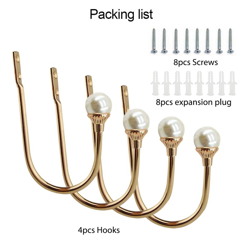 Coolnice 4 Pack Curtain Holdbacks Wall Mounted Curtain Tiebacks Hooks