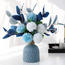 NAWEIDA Artificial Flowers with Vase Faux Hydrangea Flower Arrangements Table Centerpieces for Home Garden Party Wedding Decoration