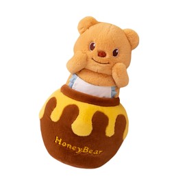Whlo4U Bear Plush Pillow with Honey Bar, Bear Stuffed Animal Plush Toy, Home Decoration Christmas Birthday Gift for Kids Boys Girls (Bar 7.8 inch,Bear11.8inch