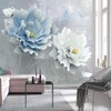 WFBHUA-Blue Floral Wallpaper Mural Modern Peony Flower Wallpaper Large 3D