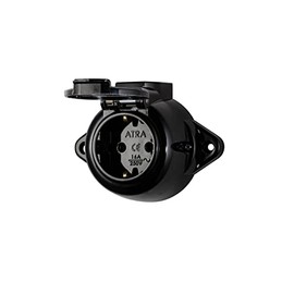 Surface-Mounted Vintage Socket Round Retro 1-Way Black IP44 with Cover (IP44 1-Way Socket Black)