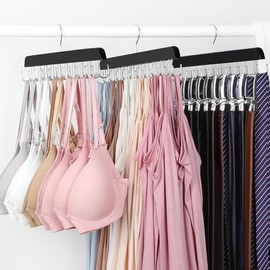 Bra Hanger for Closet  2 Pack Tank Top Hangers 40 Hooks Capacity Foldable Wood Space Saving Organizer Scarf Belt Tie etc - CT46B-2 - Size: 2 Pack