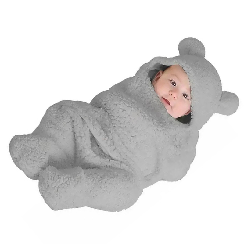 Infant Blanket Sleeping Wrap Ultra Soft Cute Bear Shape Plush