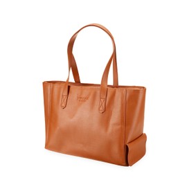 Twine Insulated Wine Cooler Bag, Faux Leather Tote with Insulated Liner, Shoulder Straps, Adjustable Divider, Silver Zipper, Tan, Set of 1