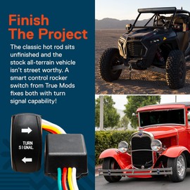 True MODS Smart Turn Signal Switch for Street Hot Rod UTV ATV [Street-Legal] [Universal Fitment] [Integrated Flasher Relay] [Easy to Install] for Add-On Marker Lights Dune Buggy Sand Rail