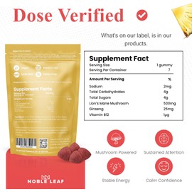 Energy + Focus Gummies for Adults – With American Ginseng & Vitamin B12 for Mental Clarity & Natural Energy Support – Vegan, Non-GMO, Gluten-Free – Fruit Punch Flavor – 7 Gummies