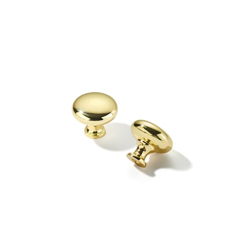 Khtumeware 10 Pack 1-1/4 inch(32mm) Polished Brass Cabinet Knobs -