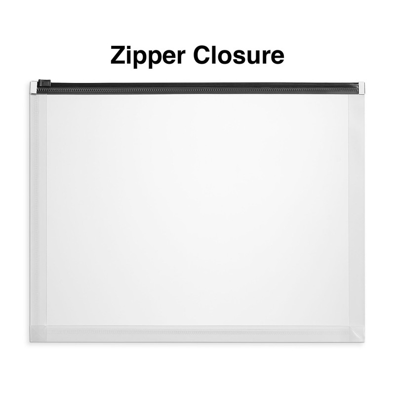Staples Poly Zip Envelopes, Check Size, Clear with Assorted Zippers,