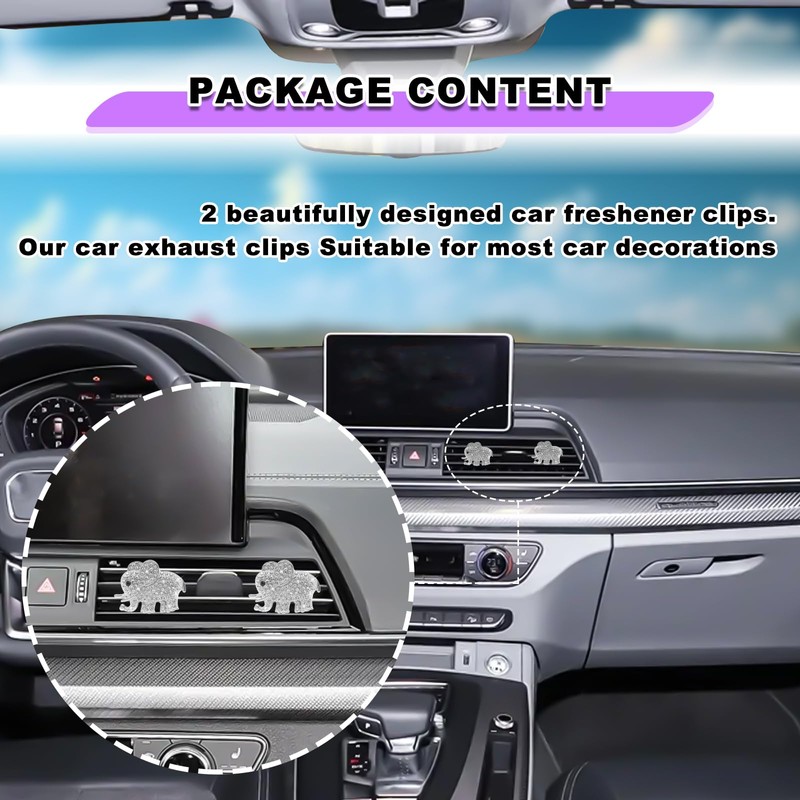 NOTISH 2PCS Elephant Crystal Diamond Car Air Vent Clip, Bling