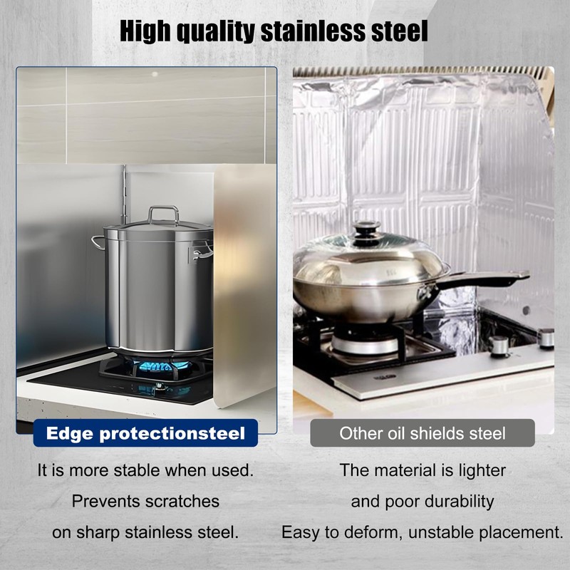 KOBSAINF 4-Sided Foldable Oil Splatter Guard, Stainless Steel for Frying