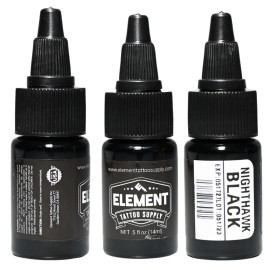 Element Tattoo Supply Black Tattoo Ink 1/2oz Outlines Lining Shading Blending by Element Tattoo Supply