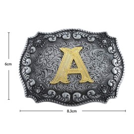 KDG Initial Belt Buckle Western Cowboy Handmade Metal Belt Buckle Small for Men Women (D)