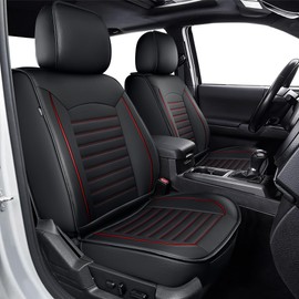 TTX LIGHTING Seat Covers Fit for Toyota Tacoma: 2005-2023 Full Set Fit for Toyota Tacoma Truck Double Crew Cab Car Seat Covers Faux Leather Automotive Seat Cushion Protectors(5 Seats, Red Line)