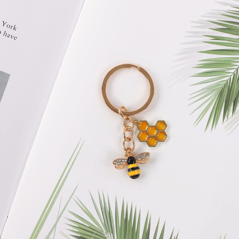 WAHKSR 1 Small Bee Key Ring Animal Key Chain Decoration