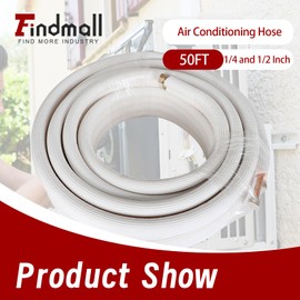50FT Air Conditioning Tubing Hose Extension 1/4 and 1/2 Inch Twin Insulated Copper Hoses Fit for Mini Split Air Conditioner