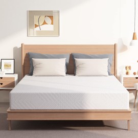 EGO White 10 Inch Queen Green Tea Memory Foam Mattress, Cooling Gel Mattress Bed in a Box, CertiPUR-US Certified, Double Mattress, 60"x80", Medium Firm