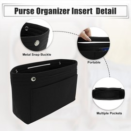 Purse Organizer Insert, Felt wallet storage Organizer, Handbag Divider, Tote Insert, Bag Accessories, Compatible with Tote, Handbags (Black, Medium)
